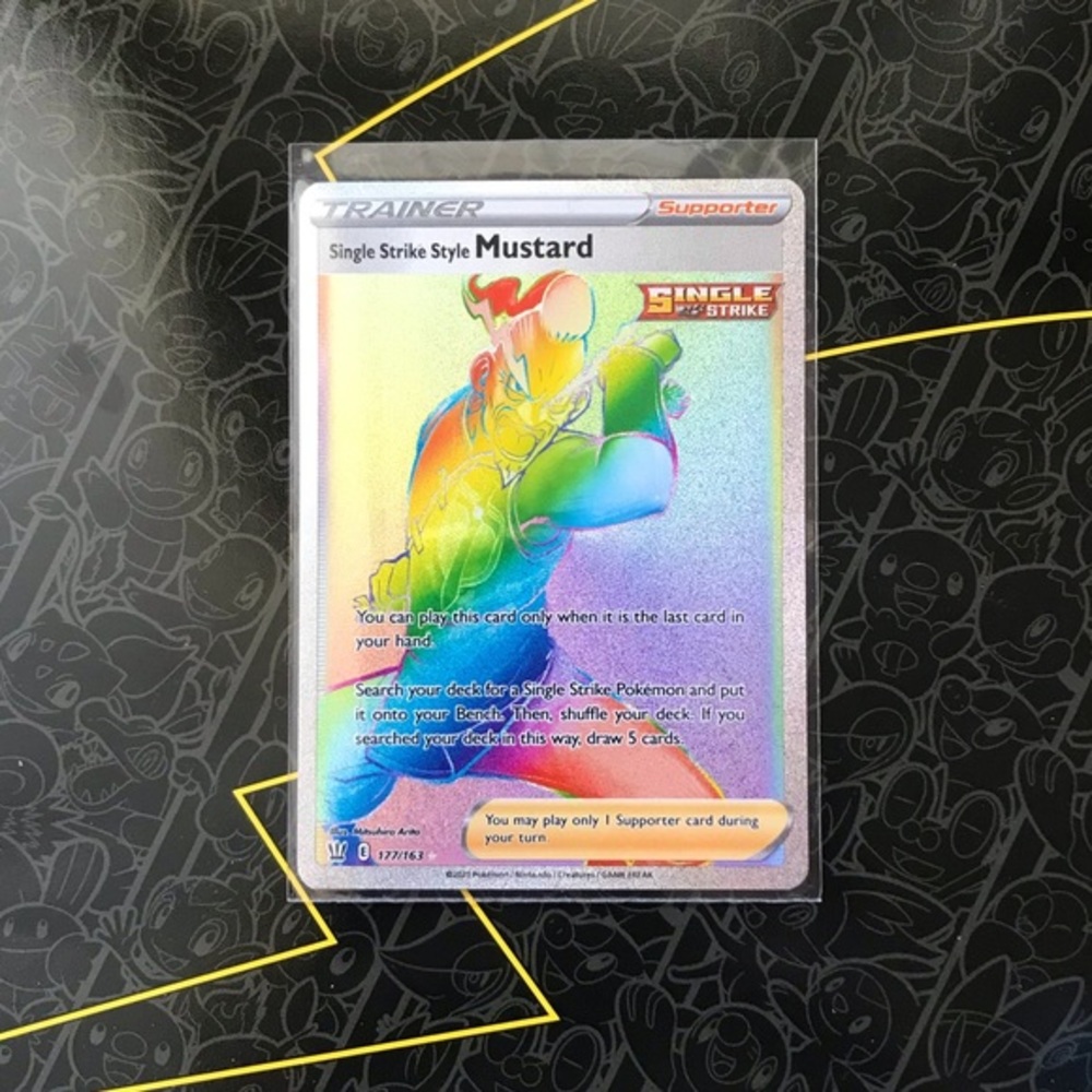 Single Strike Style Mustard Rainbow Secret Rare Authentic Pokemon Card 177/163